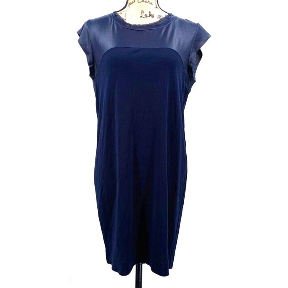 RACHEL Rachel Roy Women‎ Shift Dress Large L Black Liquid Fabric Cap Sleeve - Picture 1 of 7